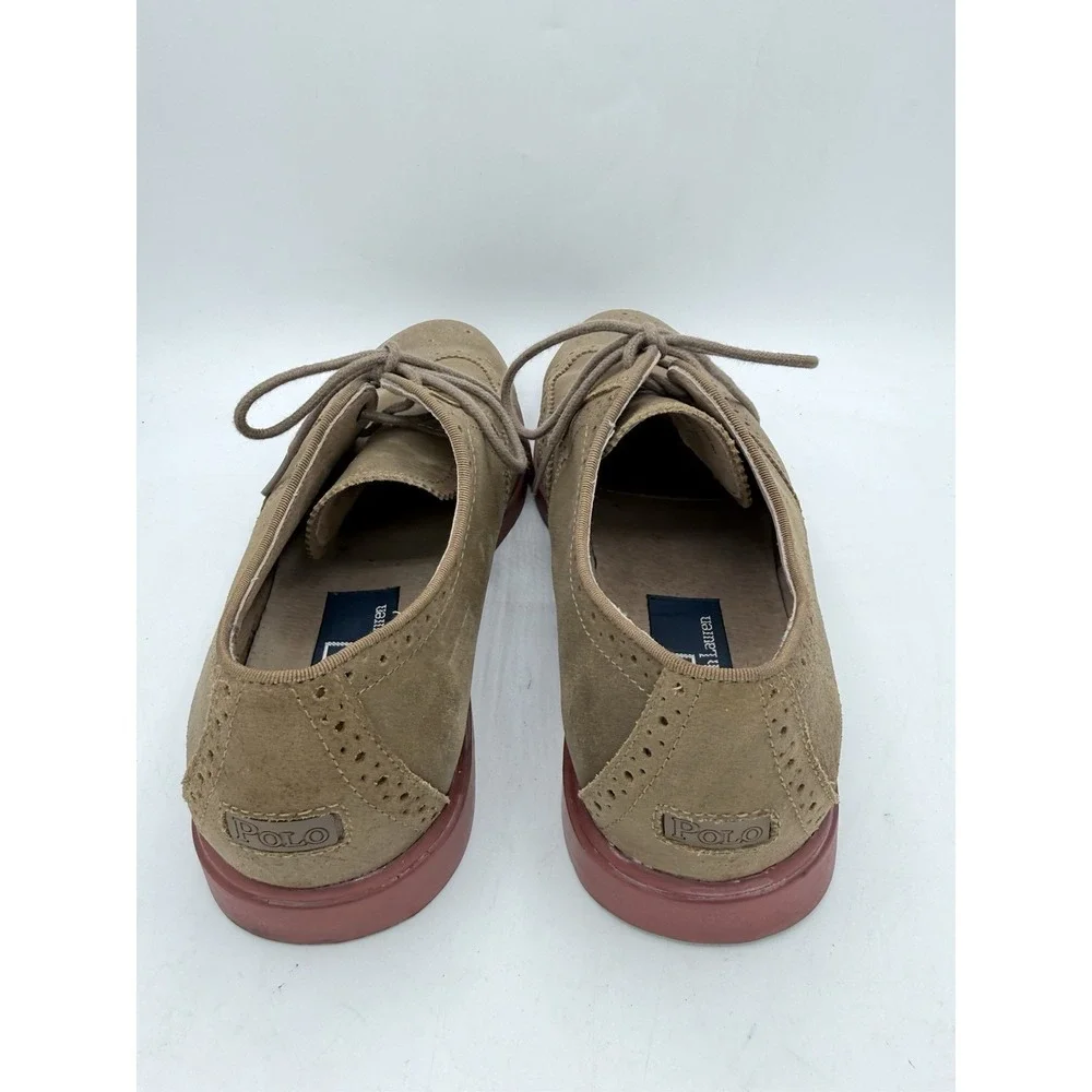 Polo Ralph‎ Lauren Orrick Wingtip Oxfords Sand Brogue Suede Polo Shoes Mens 9D